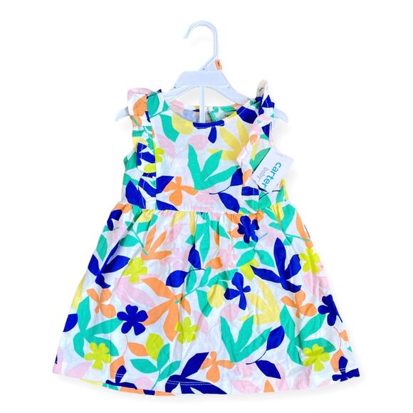 CARTER'S Baby Dress 12 Months Girls Floral Sleeveless 2 Piece Set Summer NEW - Picture 5 of 6